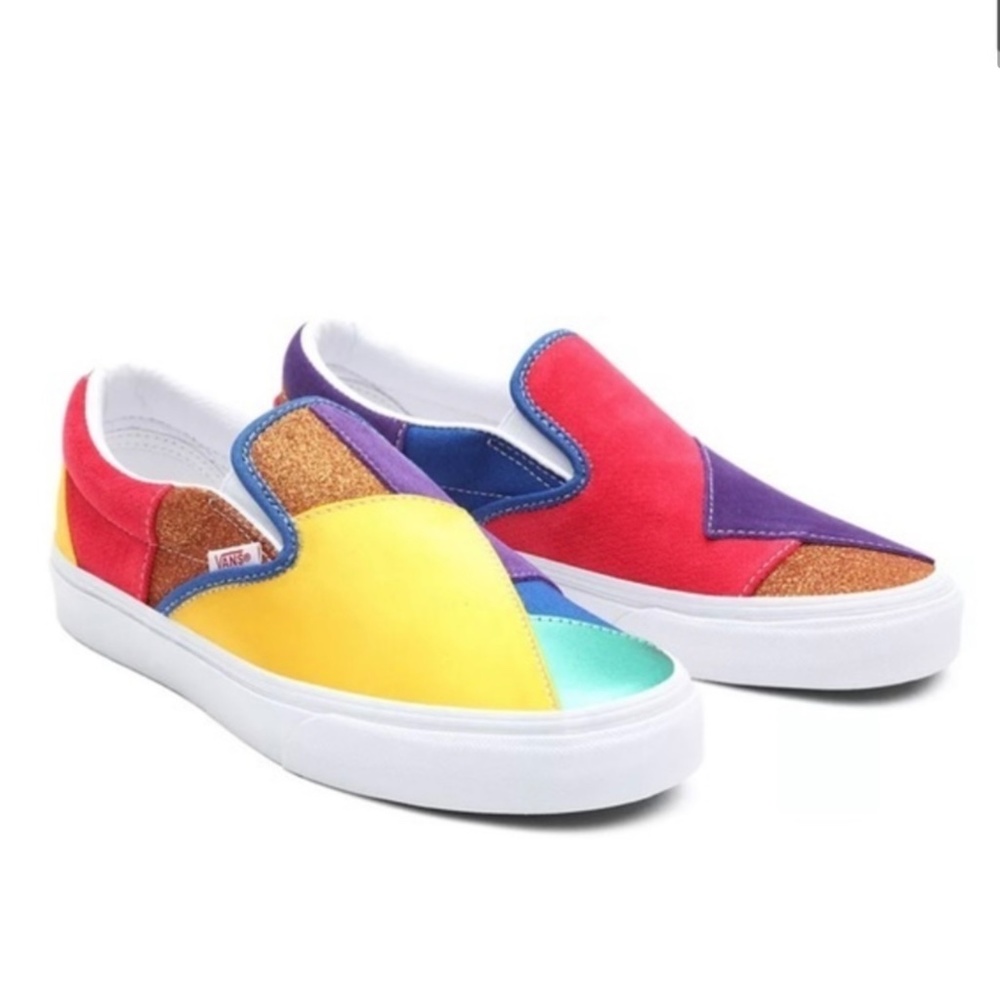 Vans Classic Slip-On Patch Work “PRIDE” Rainbow LGBTQ Men's size 6.5 women's 8.0